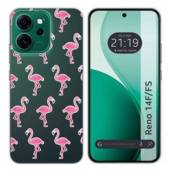 Capa Tumundosmartphone de Silicone Transparente para Oppo Reno 14 F / 14F 5G | Desenhos de design de flamingo - 1