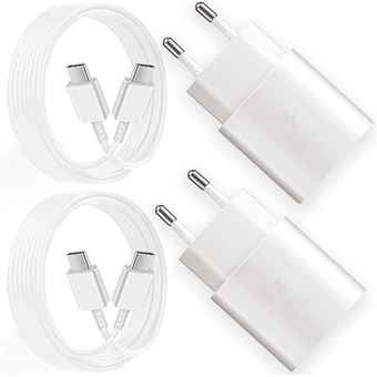 Kit V-REEL Carregador USB-C 25W PD 3.0 + 2m Cabo Type C - Type C para SAMSUNG Galaxy | 2 Kits | Branco - 1