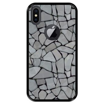 Capa Tpu Hapdey para Iphone X - Xs | Design Mosaico de Parede de Pedra Abstrato e Moderno - Preto