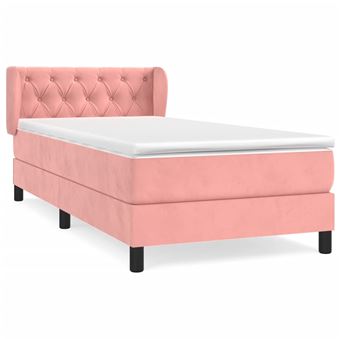 Cama com molas e colchão vidaXL | 80x200 cm | veludo rosa - 1