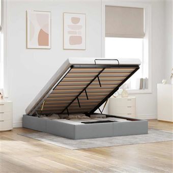 Estrutura de cama otomana sem colchão vidaXL | 140x200 cm | cinzento-claro - 1