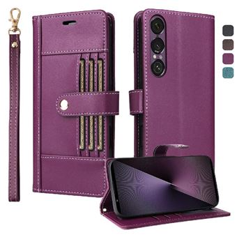 Capa Carteira Flip ZURSANA para Sony Xperia 1 VII com Bloqueio RFID | Pulseira e 6 Porta-Cartões - Roxo - 1