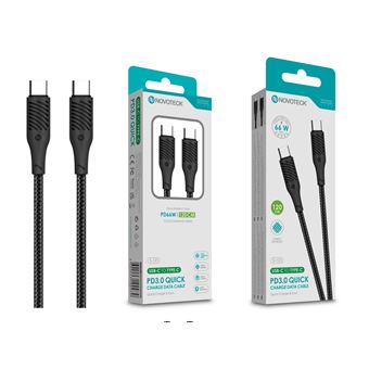 Cabo USB-C para USB-C NOVOTECK S-121 | PD 3.0 Quick Charge | 66W | Nylon Trançado | 120cm - 1