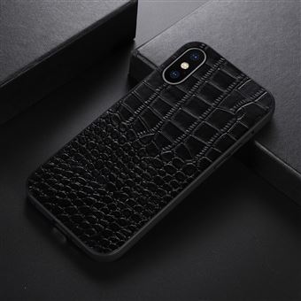 Capa de Couro Genuíno magunivers Textura de Crocodilo Preto para Iphone Xs Max 6.5'' - 1