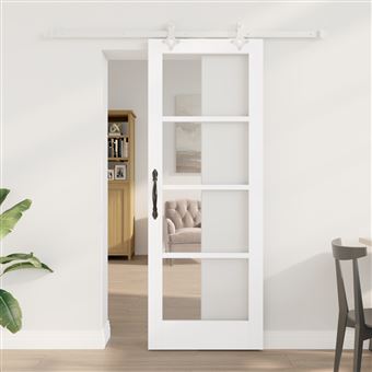 Conjunto de Porta de Correr vidaXL | Conjunto de 2 | Branco MDF - 1