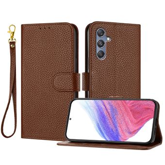 Capa Flip FOXDOCK para Samsung Galaxy M55 | Absorção Magnética de Impacto | Pele PU | Compartimentos para Cartões e Alça de Pulso Removível | Castanho - 1