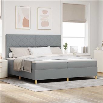 Cama Box Spring LED vidaXL | Cinzento-claro | 200 x 200 cm | tecido - 1
