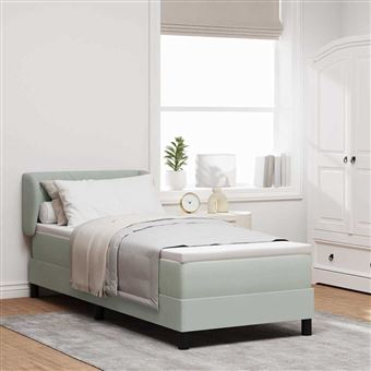 Cama Box Spring com Colchão vidaXL | Cinza Escuro | 80 x 200 cm | em Veludo - 1