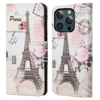 Capa PU + TPU Textura cruzada com Suporte de torre Eiffel para iPhone 13 Pro Max - 1