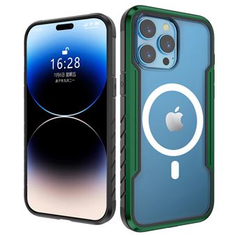 Capa de Silicone Nizzoe com MagSafe para iPhone 15 pro max ? Transparente Borda Verde | Branco - 1