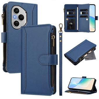Capa FOXDOCK para Honor 400 Pro 5G | Pele Premium | 9 Compartimentos para Cartões | Alça de Pulso Amovível - Azul escuro - 1