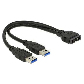 Cabo USB DeLOCK 0.25m USB3.0/2xUSB3.0 Preto