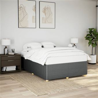 Estrutura de cama sem colchão vidaXL | 140x190 cm | tecido cinzento-escuro - 1