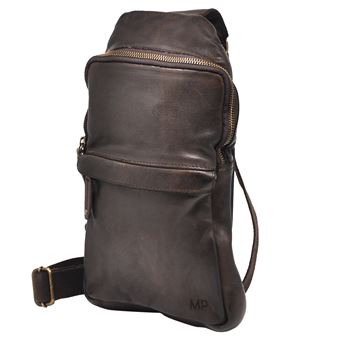 Mochila Sling em Pele Genuína MP OSLO C260017 em Castanho - 1