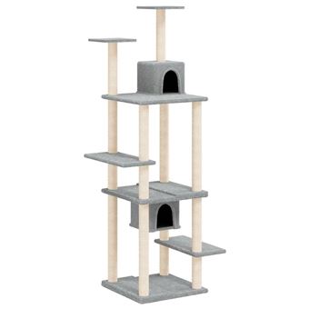 Árvore para gatos vidaXL | com postes arranhadores sisal 176 cm | cinza-claro - 1
