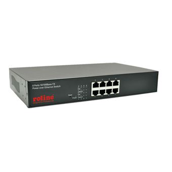 Adaptador Poe ROLINE PoE Fast Ethernet Switch, 130 W, 8 Ports aaa | Preto - 1