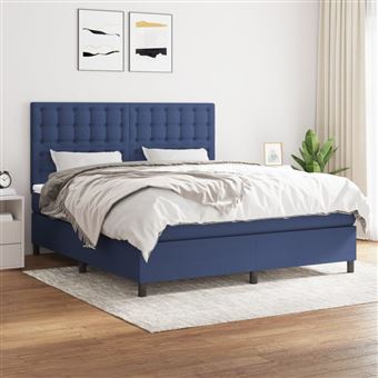 Cama com molas e colchão vidaXL | 160x200 cm | tecido azul - 1