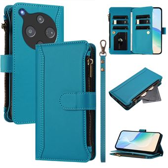 Capa FOXDOCK para ZTE Nubia P9 Pro 5G | Pele Premium | Compartimentos para Cartões | Alça de Pulso Amovível | Azul claro - 1