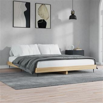 vidaXL Estrutura de cama 120x200 cm derivados madeira carvalho sonoma - 1