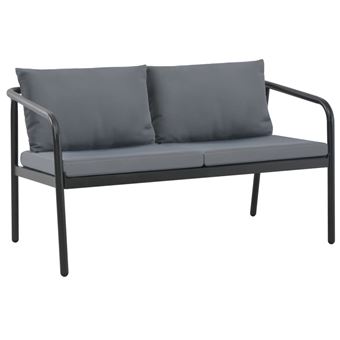 Sofá de Jardim 2 Lugares com Almofadões vidaXL Alumínio Cinzento - 1