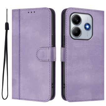Capa FOXDOCK para Xiaomi Redmi Note 14 4G | Estilo Vintage | TPU com Textura de Pele Antiderrapante | Compartimentos para Cartões e Suporte | Roxo - 1