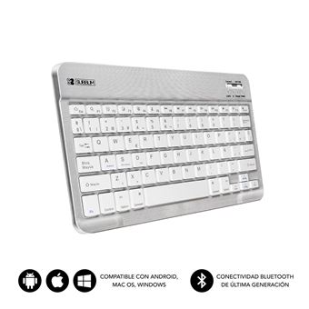 Teclado para Dispositivos Móveis SUBBLIM TECLADO SMART BLUETOOTH SILVER | Prateado, Branco - 1