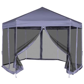 Tenda festas vidaXL Pop-Up hexagonal 6 Paredes 3,6x3,1m Azul escuro - 1