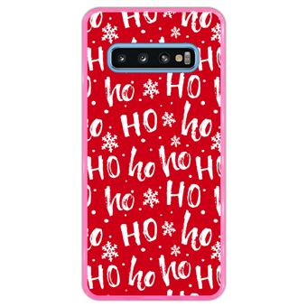 Capa Hapdey Para Samsung Galaxy S10 Design Pai Natal Padrão Hohoho Capa de Silicone Flexível Em TPU - Rosa