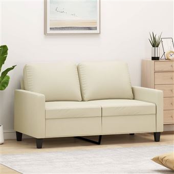 Sofá de 2 Lugares vidaXL | 120 cm | couro artificial cor creme - 1