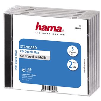 Caixa para Discos Óticos Hama CD Double Jewel Case Standard, Pack 5 | Transparente - 1