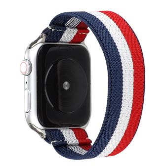 Bracelete de Nylon HSMY Elástico para Apple Watch Series 6/ SE/ 5/ 4 | 40 mm - Azul&Branco&Vermelho -Tamanho S - 1
