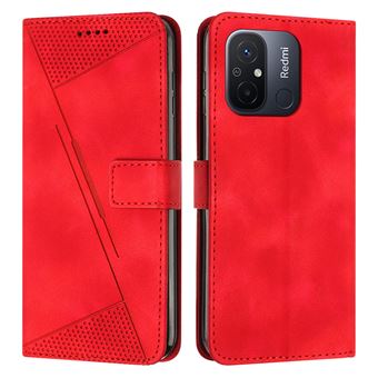 Capa FOXDOCK para Xiaomi Redmi 12C | Pele | Flip | 3 Compartimentos para Cartões | Vermelho - 1