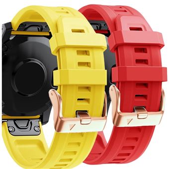 Pack Antiimpacto 2x bracelete Silicone fecho metal para Garmin Fenix 8 43mm amoled | Amarelo e Vermelho - 1
