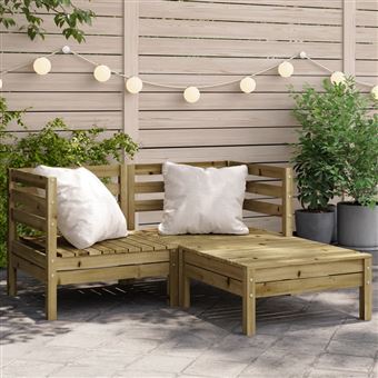 Sofá para jardim com apoio de pés vidaXL | 2 lugares | pinho impregnado - 1
