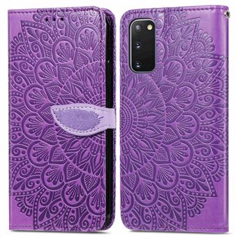 Capa magunivers PU padrão de asas de sonho com suporte e alça roxo para Samsung Galaxy S20 4G/5G - 1