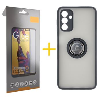 Pack 1 x Película de Vidro Temperado Full + Capa skyhe  Samsung Galaxy A54 5G | Gel Bumper Ring - Preto - 1