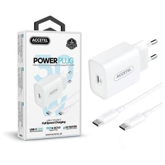 Carregador Parede PD + Cabo Type-C Accetel AC937 para Samsung Galaxy A36 5G | 3A | 30W | Branco - 1