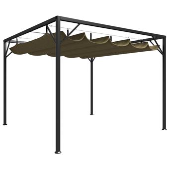 Gazebo vidaXL jardim telhado retrátil 3x3 m 180 g/m² cinza-acastanhado - 1