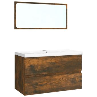 Conjunto de móveis WC vidaXL | derivados madeira cor fumado - 1