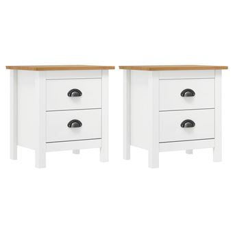 Conjunto de 2 Mesas de Cabeceira vidaXL Hill | 2 Peças | 46X35X49,5cm | Pinho Branco - 1