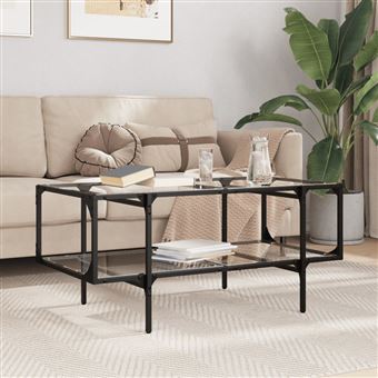 Mesa de centro vidaXL | com topo em vidro transparente 98,5x50x45 cm | aço - 1