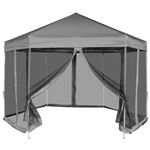 Tenda Festas vidaXL Pop-Up Hexagonal 6 Paredes Cinzento 36x31M