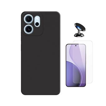 Kit Vidro Clearglass + Capa Silicone Líquido + Suporte Magnético PHONECARE para Oppo Reno14 FS 5G | Preto - 1