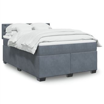 Cama com molas e colchão vidaXL | 160x200 cm | veludo cinzento-escuro - 1