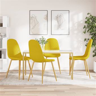 Cadeiras de Jantar vidaXL | 4 Peças | veludo amarelo mostarda - 1