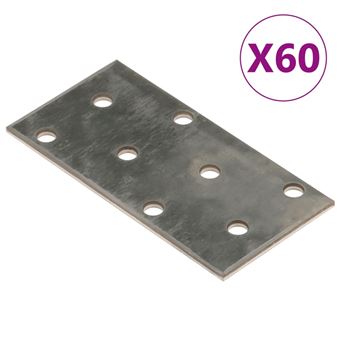 Chapas Perfuradas vidaXL | 60 Peças | 2 mm | 80x40 mm | aço galvanizado - 1