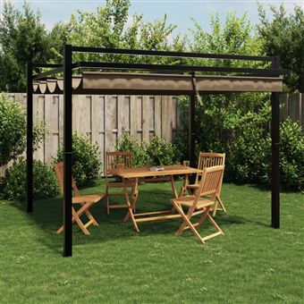 Gazebo jardim com teto retrátil vidaXL | 3x3 m alumínio cinza-acastanhado - 1