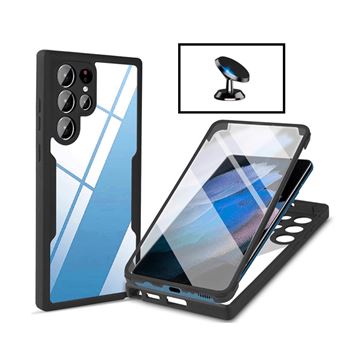 Kit G4M Capa 360° Proteção Frente e Verso + Suporte Magnético para Samsung Galaxy S22 Ultra 5G - Preto - 1