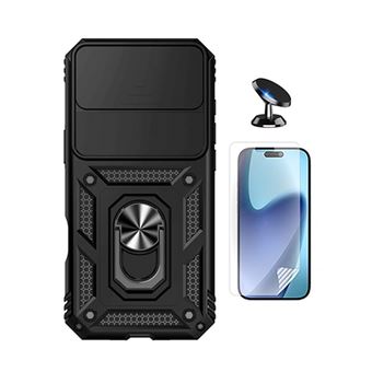 Kit Película Protectora de Hydrogel Frente + Capa de Proteção Militar Magnética Janela + Suporte Magnético GIFT4ME para Apple iPhone 17 Air | Preto - 1