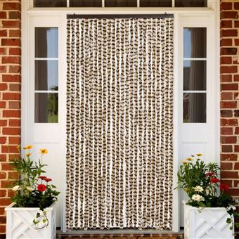 Cortina anti-insetos vidaXL | 100x230 cm | chenille bege e castanho - 1